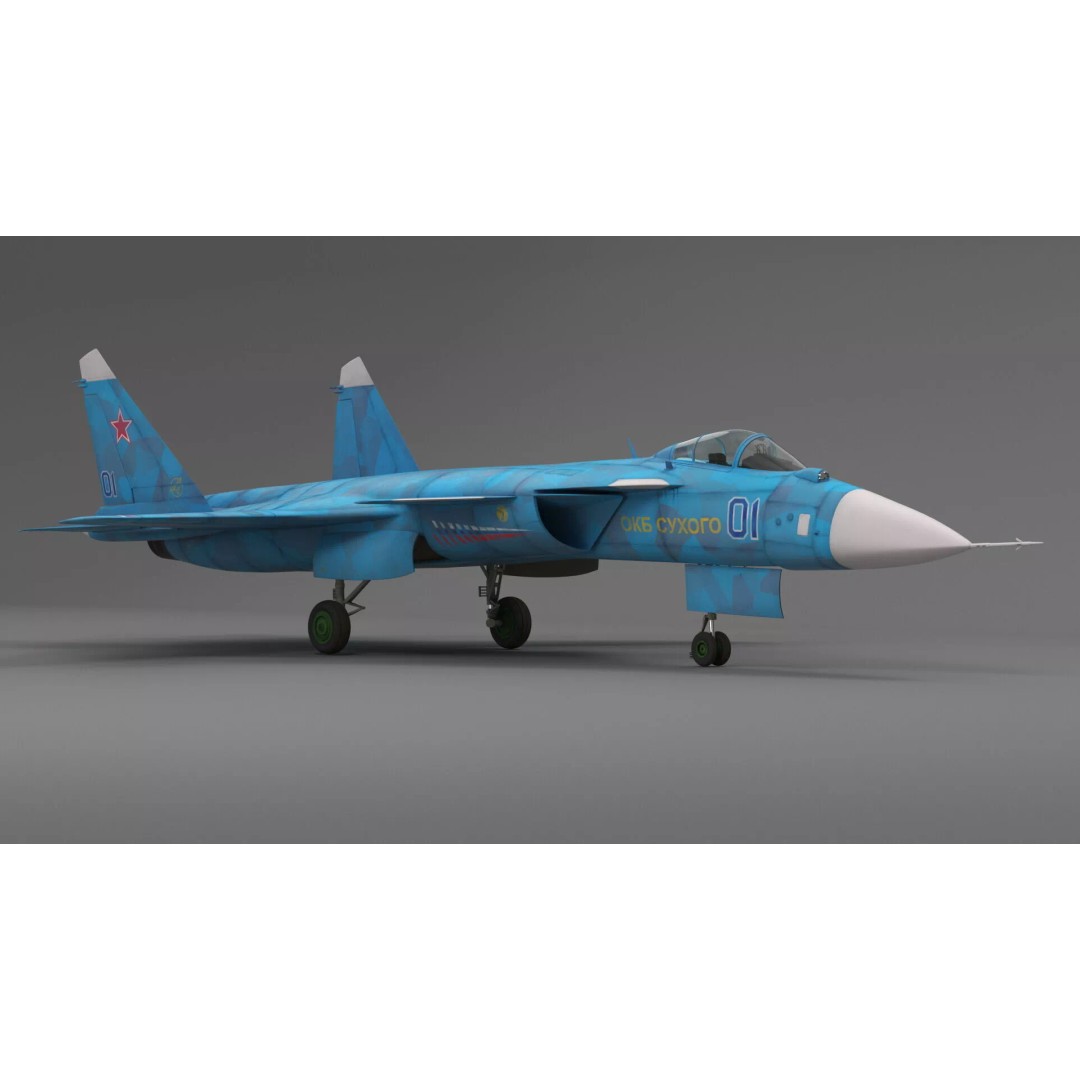 Sukhoi Su 47 Berkut 3D Model – Rigged Military Aircraft for Maya - View 10