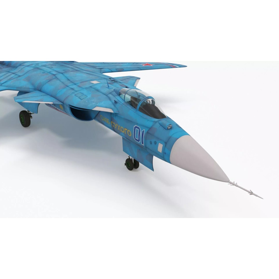 Sukhoi Su 47 Berkut 3D Model – Rigged Military Aircraft for Maya - View 13