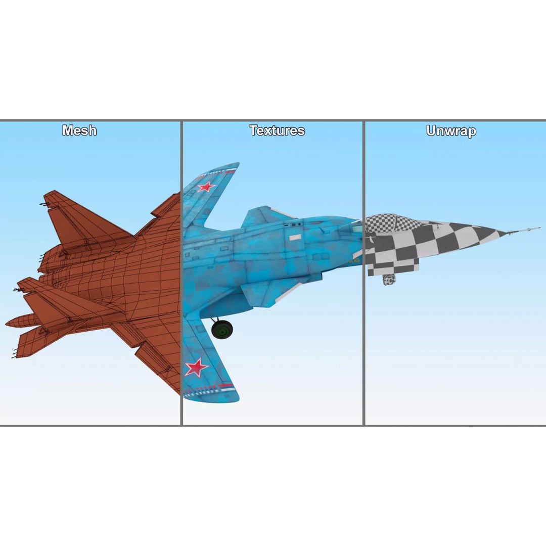 Sukhoi Su 47 Berkut 3D Model – Rigged Military Aircraft for Maya - View 17