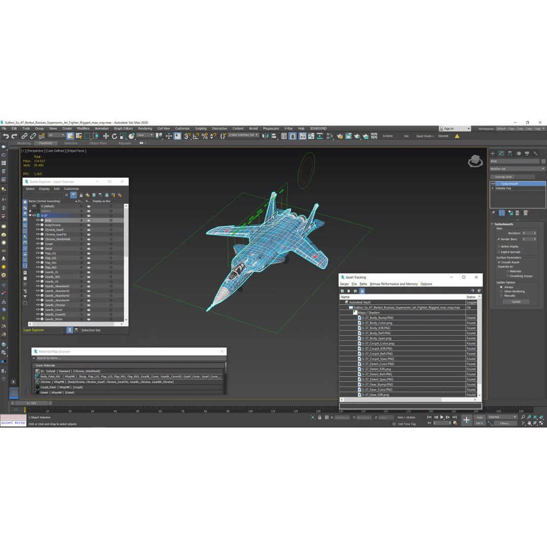 Sukhoi Su 47 Berkut 3D Model – Rigged Military Aircraft for Maya - View 22
