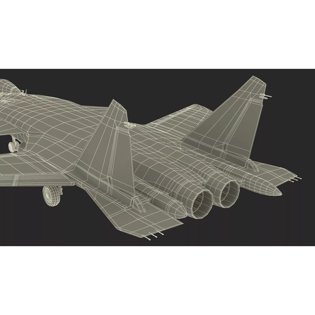 Sukhoi Su 47 Berkut 3D Model – Rigged Military Aircraft for Maya - View 23