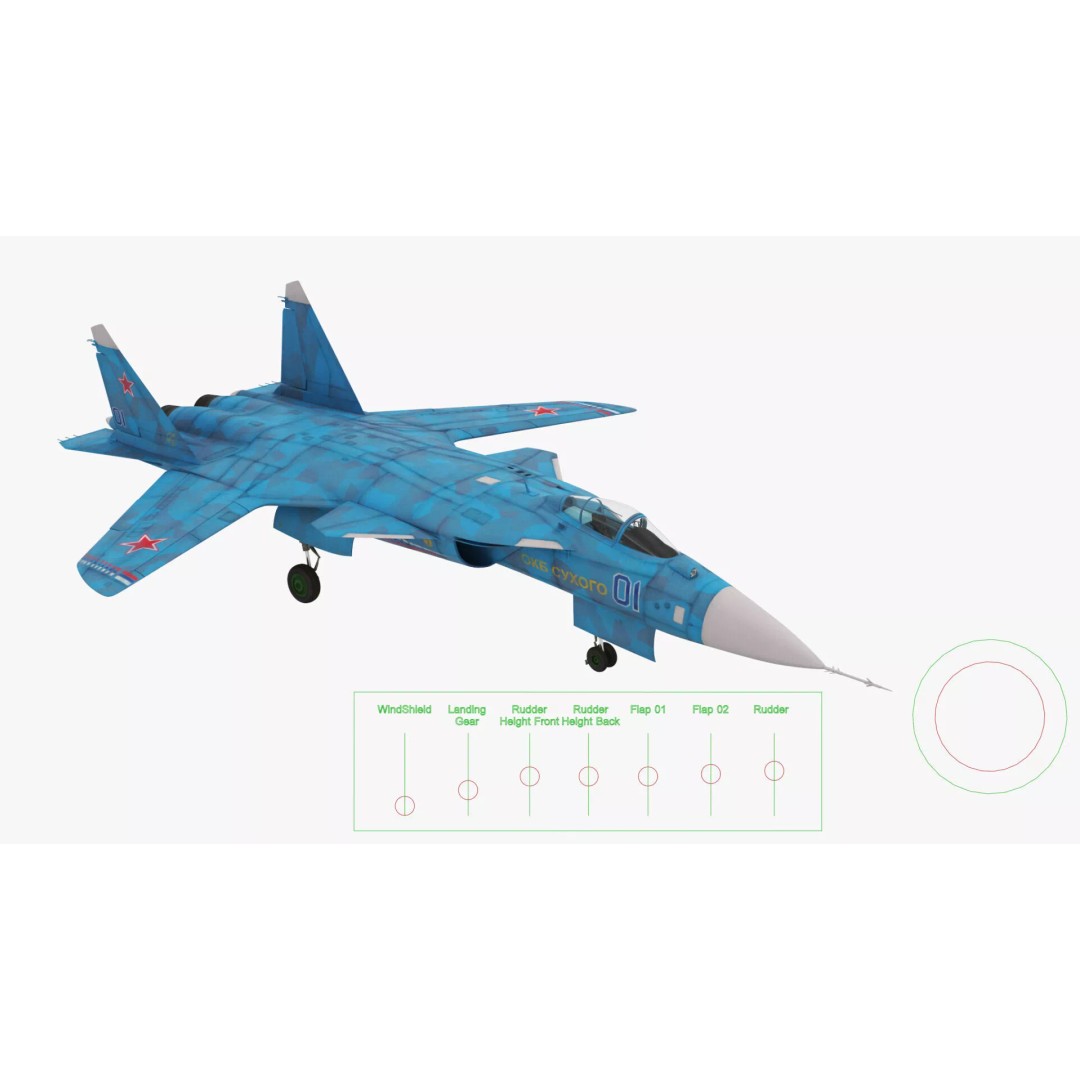 Sukhoi Su 47 Berkut 3D Model – Rigged Military Aircraft for Maya - View 3