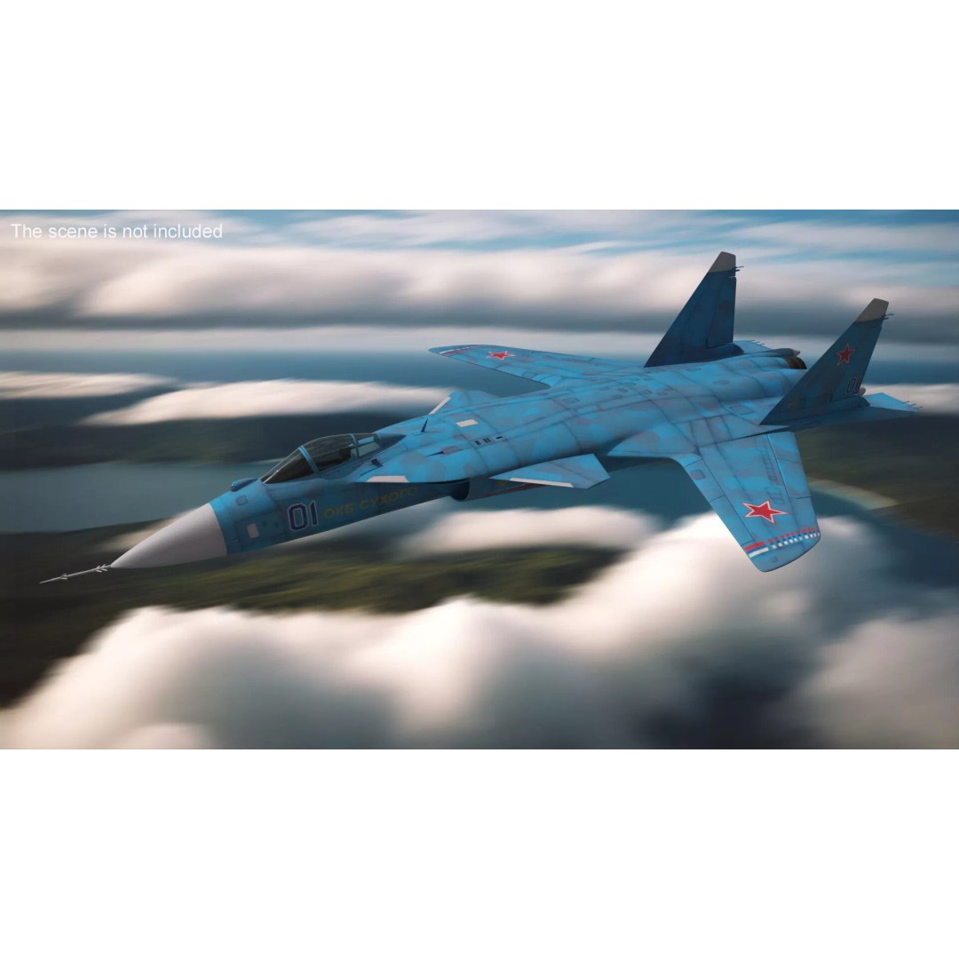 Sukhoi Su 47 Berkut 3D Model – Rigged Military Aircraft for Maya - View 4