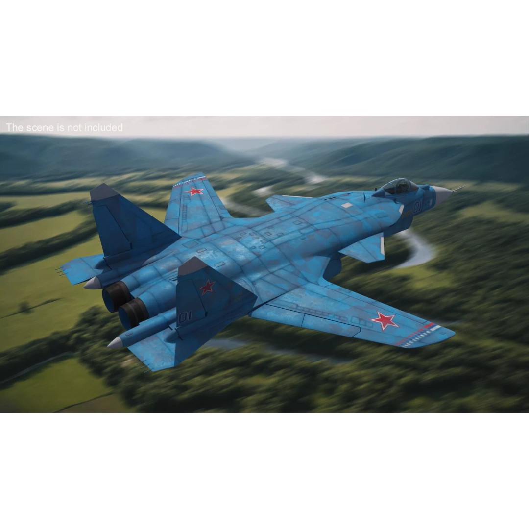Sukhoi Su 47 Berkut 3D Model – Rigged Military Aircraft for Maya - View 5