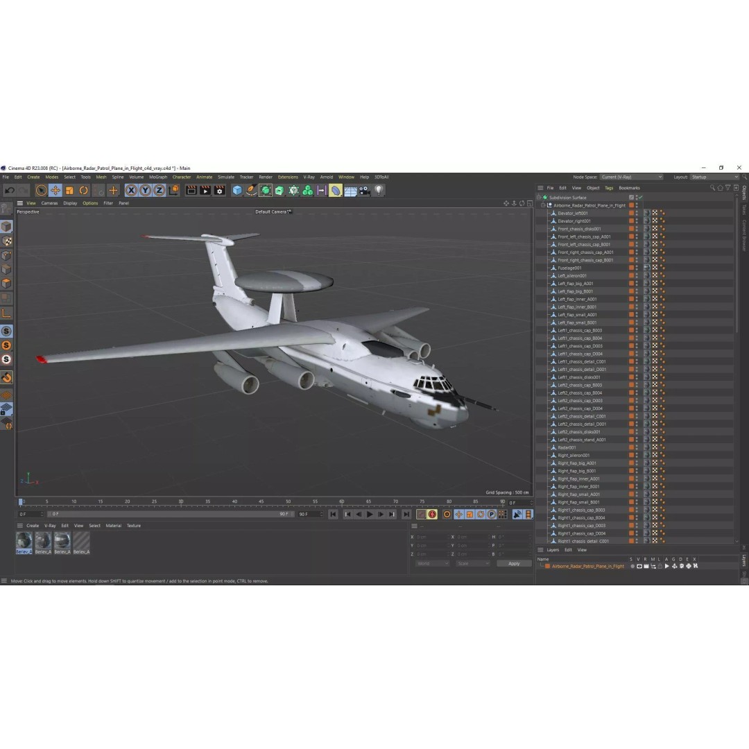 Airborne Radar Patrol Plane 3D Model – Military Aircraft, FBX, PBR Textures