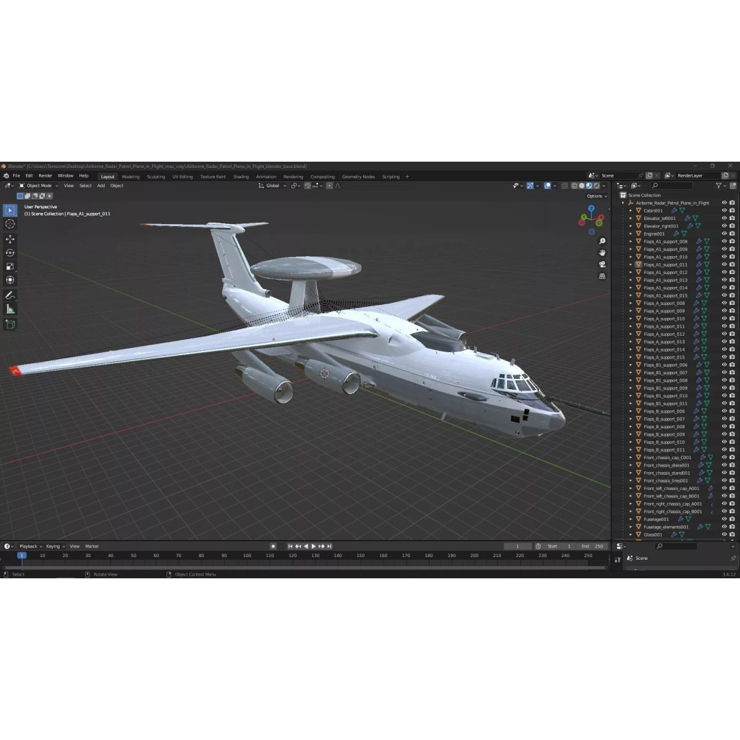 Airborne Radar Patrol Plane 3D Model – Military Aircraft, FBX, PBR Textures - View 36