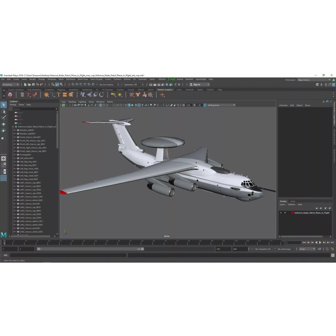 Airborne Radar Patrol Plane 3D Model – Military Aircraft, FBX, PBR Textures - View 37
