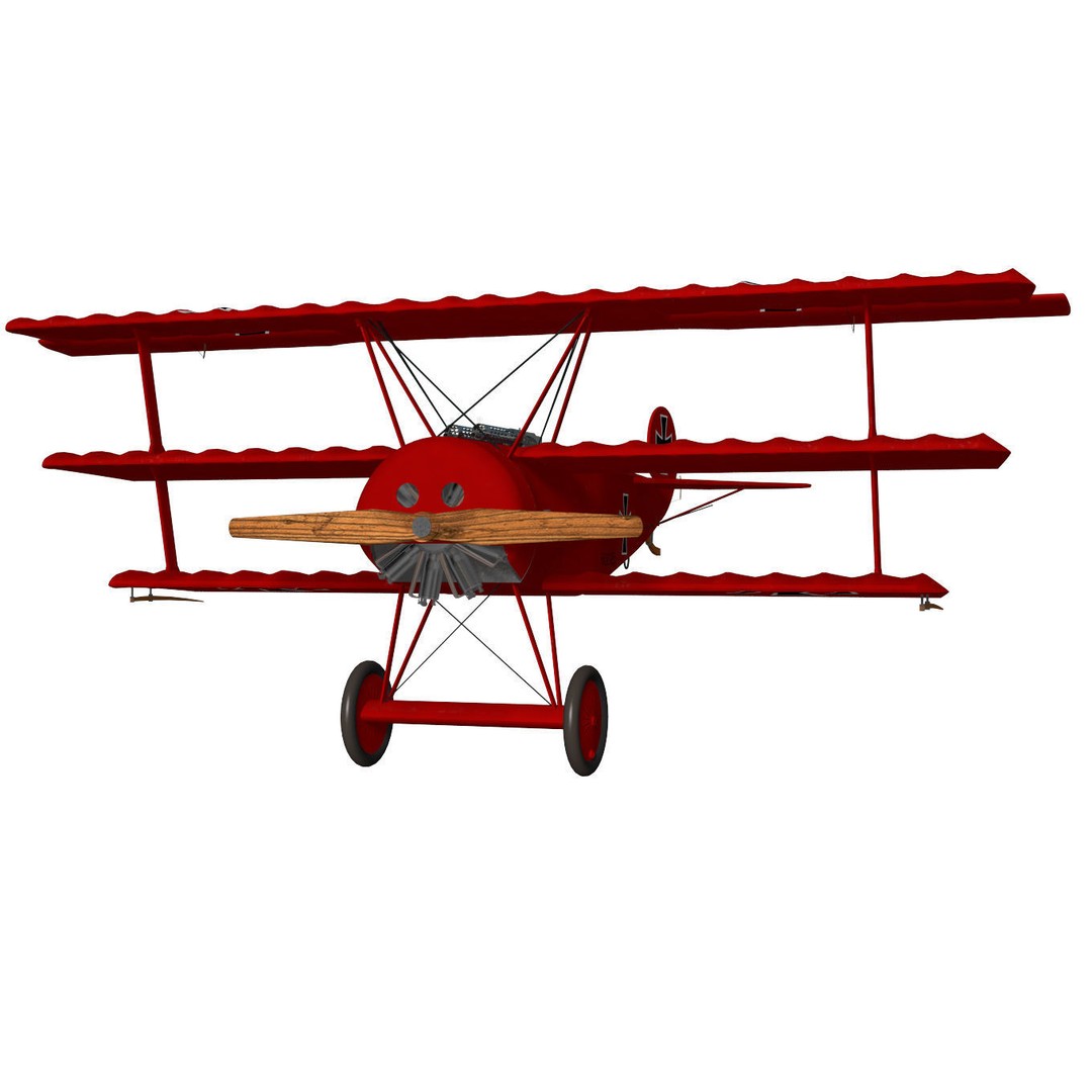 Fokker Dr I 3D Model – High Poly Military Aircraft, FBX & OBJ - View 10