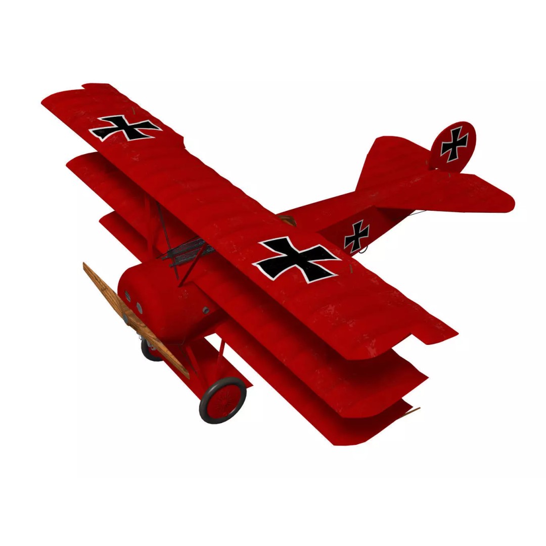 Fokker Dr I 3D Model – High Poly Military Aircraft, FBX & OBJ - View 2