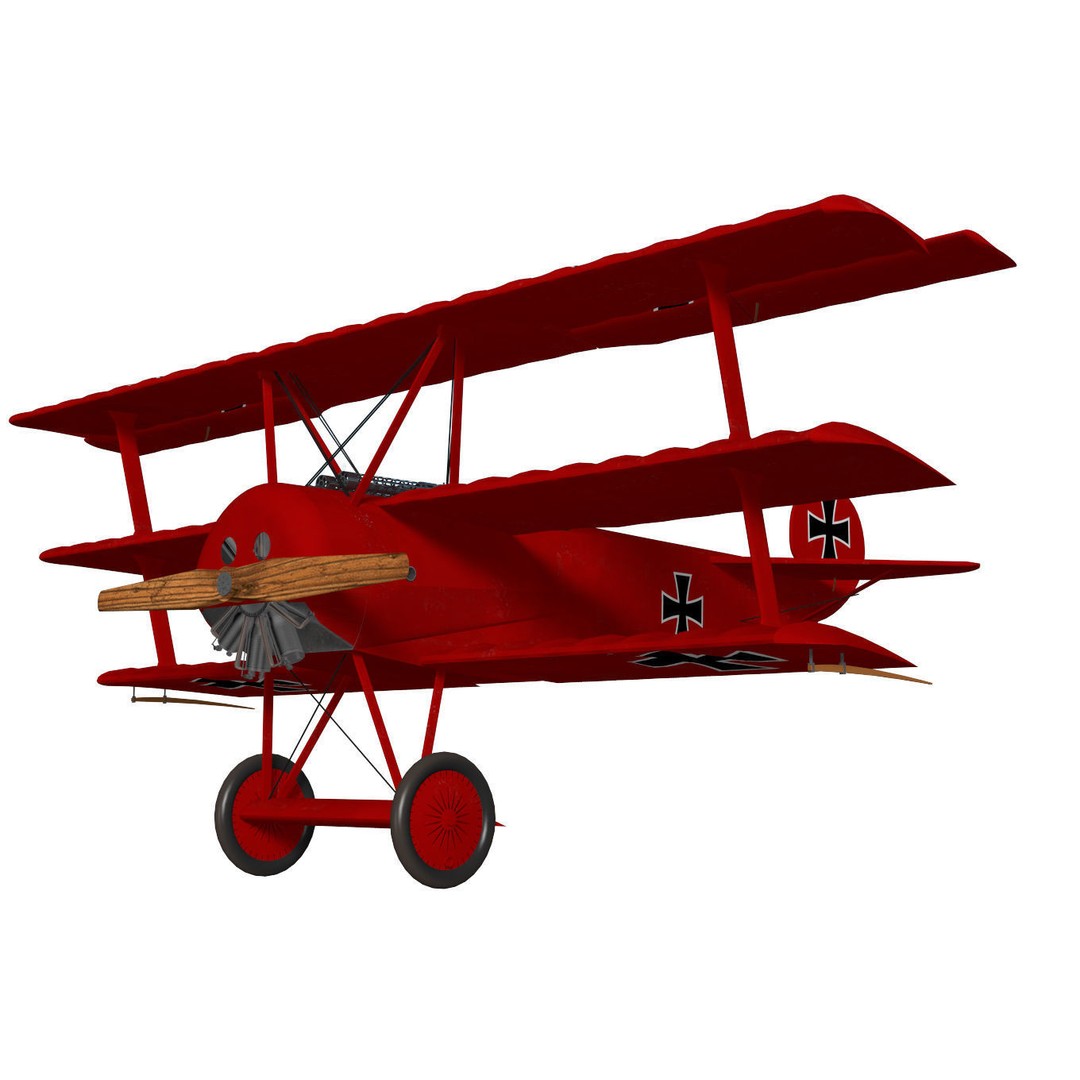 Fokker Dr I 3D Model – High Poly Military Aircraft, FBX & OBJ - View 5