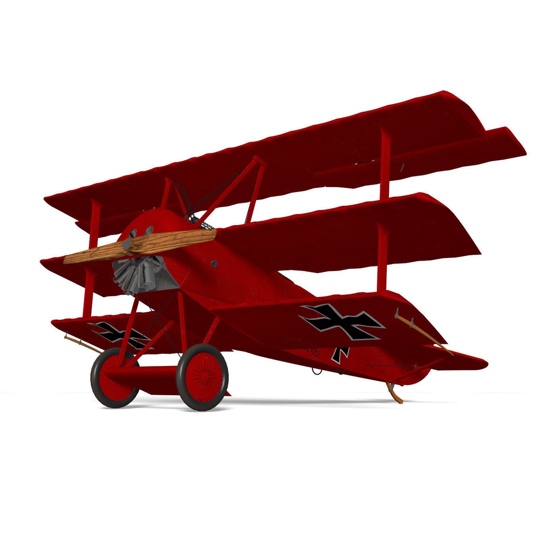 Fokker Dr I 3D Model – High Poly Military Aircraft, FBX & OBJ - View 6