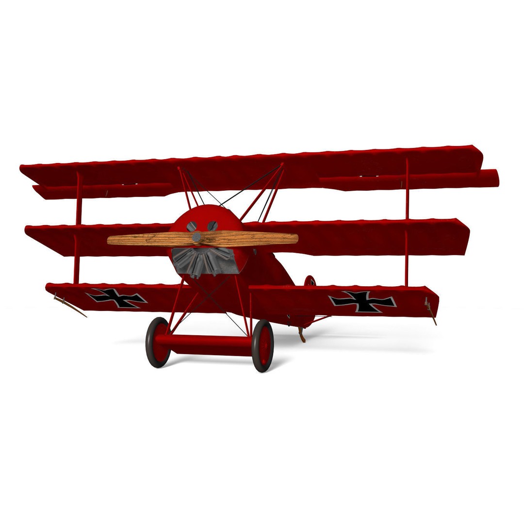 Fokker Dr I 3D Model – High Poly Military Aircraft, FBX & OBJ - View 9