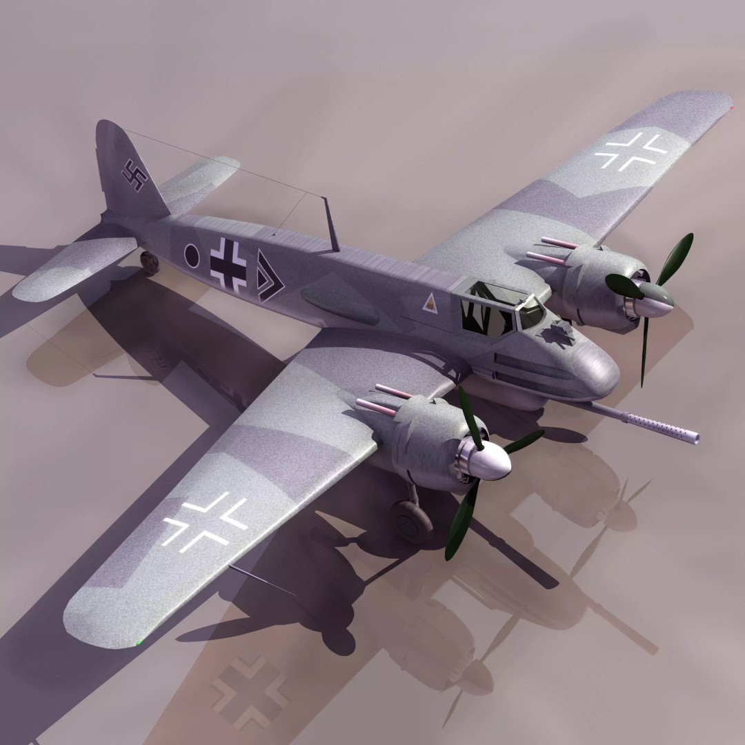 World War II German Military Aircraft 3D Model – Low Poly Game Asset, FBX - View 2