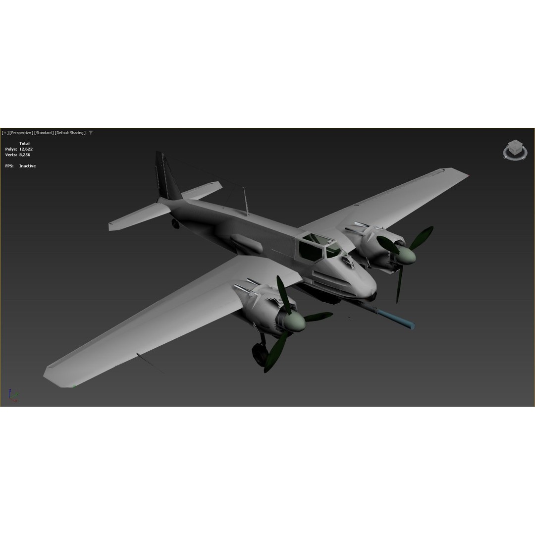 World War II German Military Aircraft 3D Model – Low Poly Game Asset, FBX - View 3
