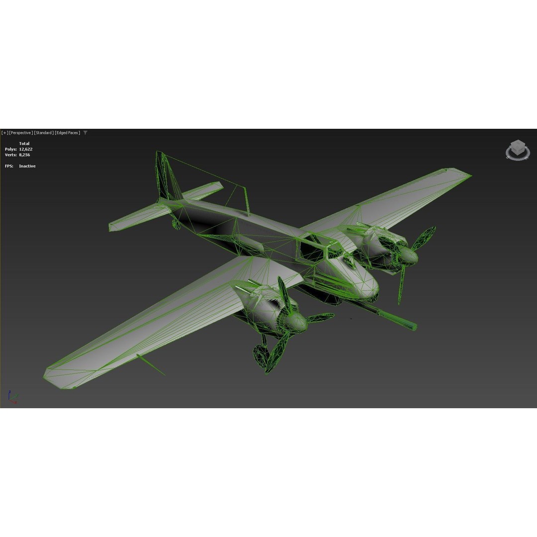 World War II German Military Aircraft 3D Model – Low Poly Game Asset, FBX - View 4