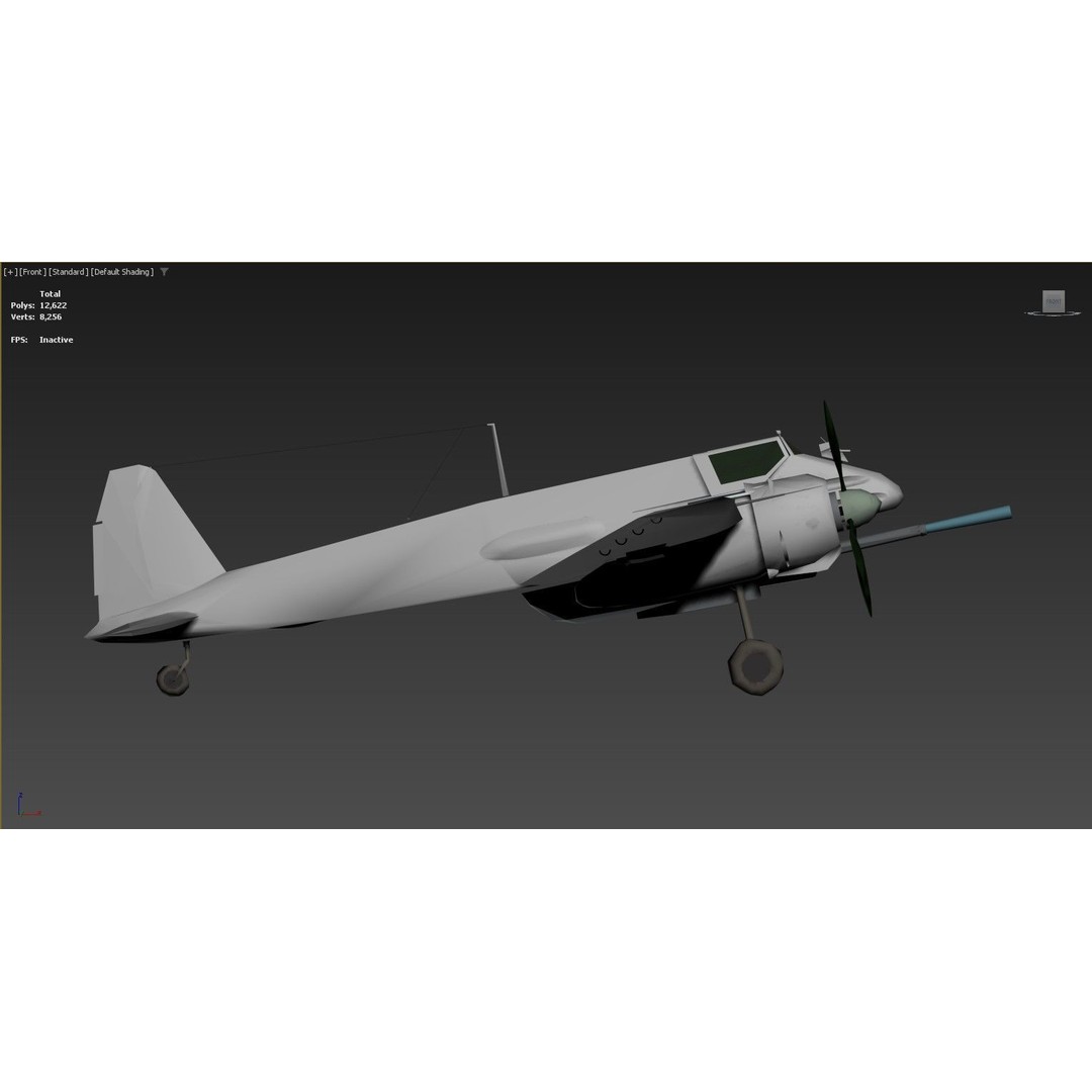 World War II German Military Aircraft 3D Model – Low Poly Game Asset, FBX - View 6