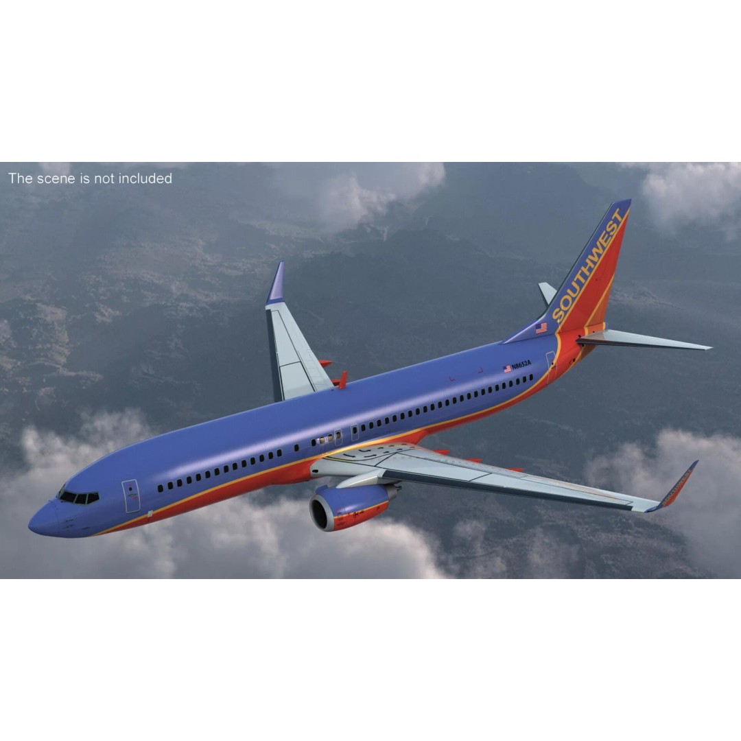 Boeing 737-800 3D Model – Rigged Aircraft with Interior, FBX, PBR - View 3