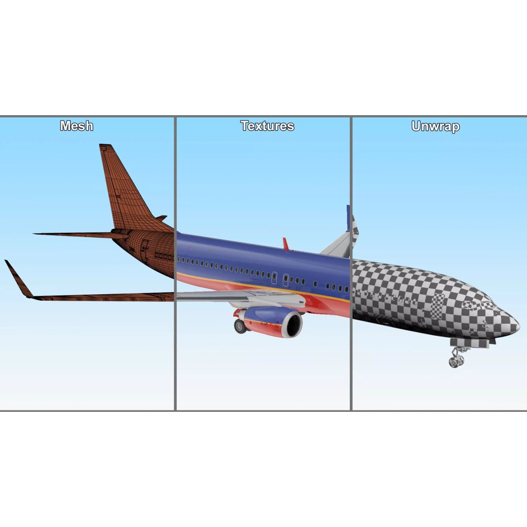 Boeing 737-800 3D Model – Rigged Aircraft with Interior, FBX, PBR - View 57