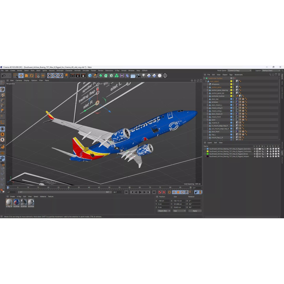 Boeing 737 Max 8 3D Model – Rigged PBR Aircraft for Cinema 4D - View 24