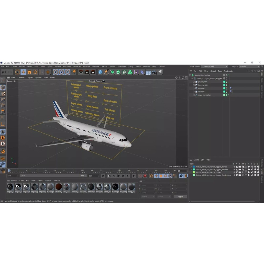 Airbus A319 3D Model – Rigged Aircraft with PBR Textures for Cinema 4D - View 31