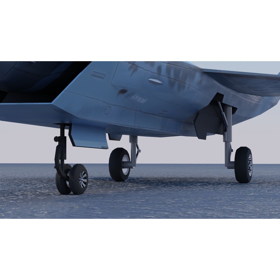 Sukhoi SU-75 Checkmate 3D Model – Low Poly Rigged Stealth Fighter, FBX - View 12