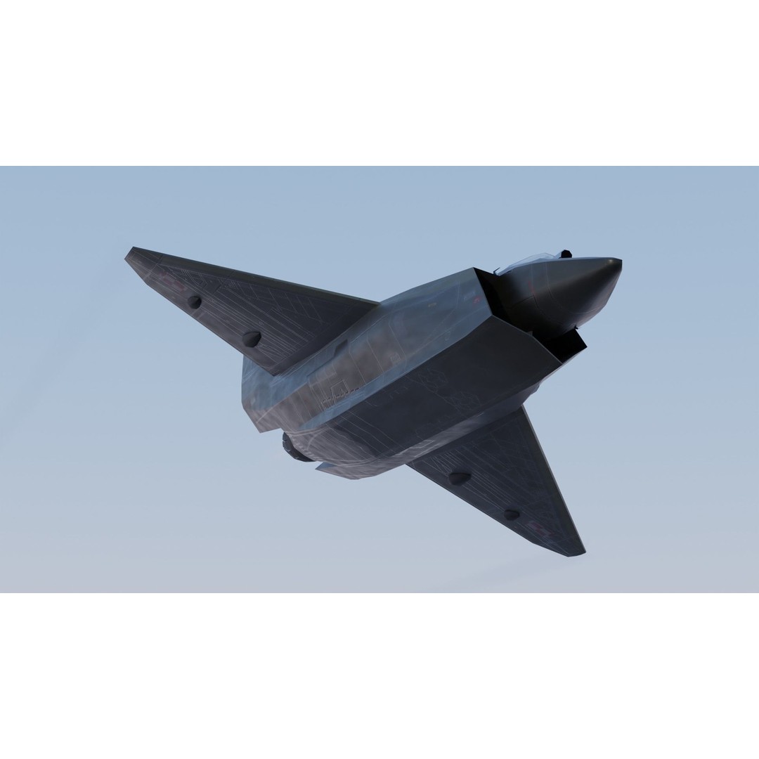 Sukhoi SU-75 Checkmate 3D Model – Low Poly Rigged Stealth Fighter, FBX - View 13