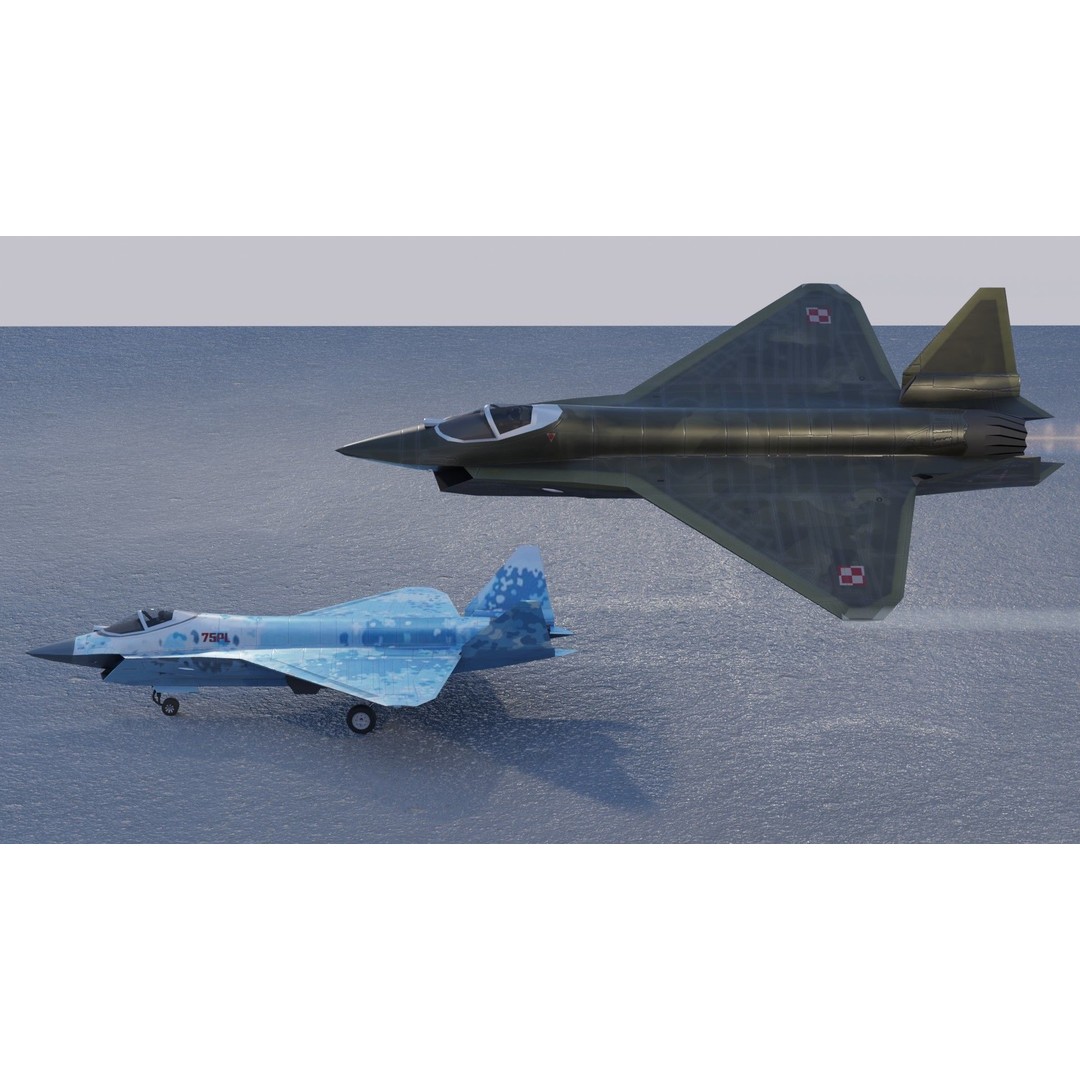 Sukhoi SU-75 Checkmate 3D Model – Low Poly Rigged Stealth Fighter, FBX - View 17