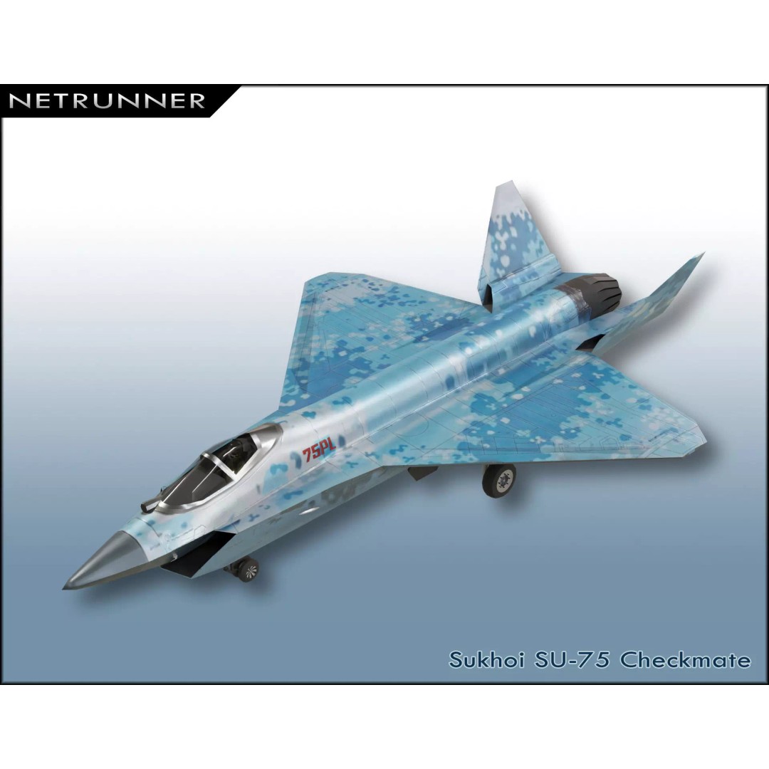 Sukhoi SU-75 Checkmate 3D Model – Low Poly Rigged Stealth Fighter, FBX - View 2