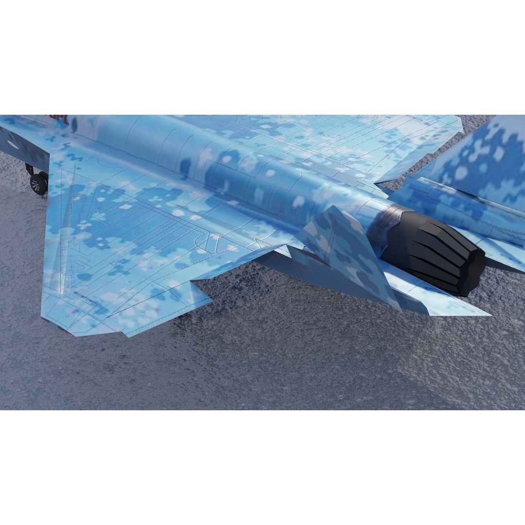 Sukhoi SU-75 Checkmate 3D Model – Low Poly Rigged Stealth Fighter, FBX - View 23