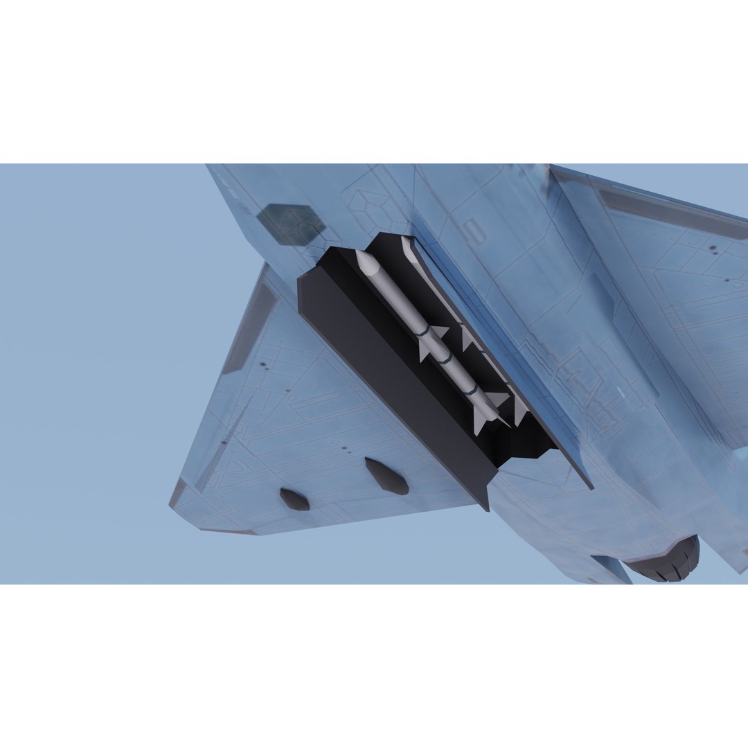 Sukhoi SU-75 Checkmate 3D Model – Low Poly Rigged Stealth Fighter, FBX - View 25