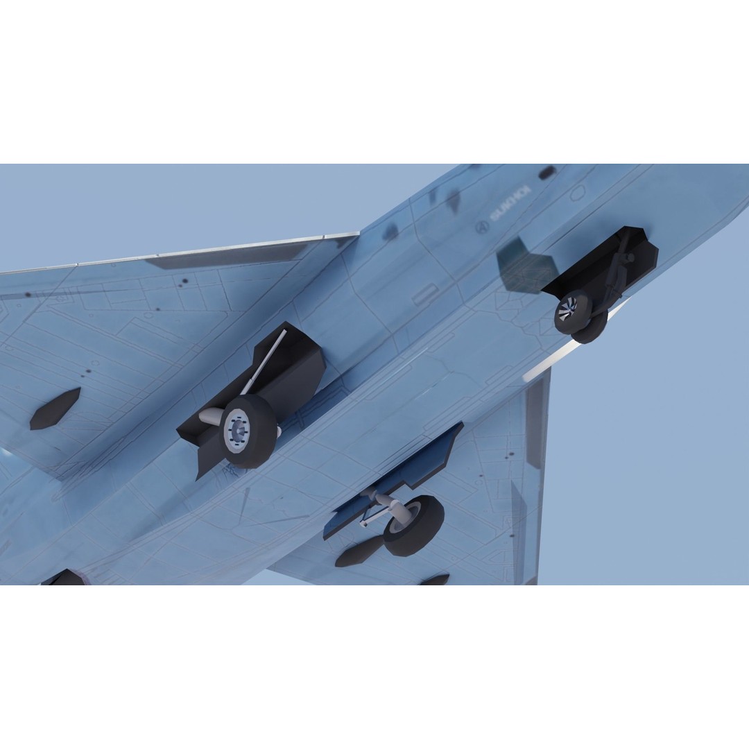Sukhoi SU-75 Checkmate 3D Model – Low Poly Rigged Stealth Fighter, FBX - View 26