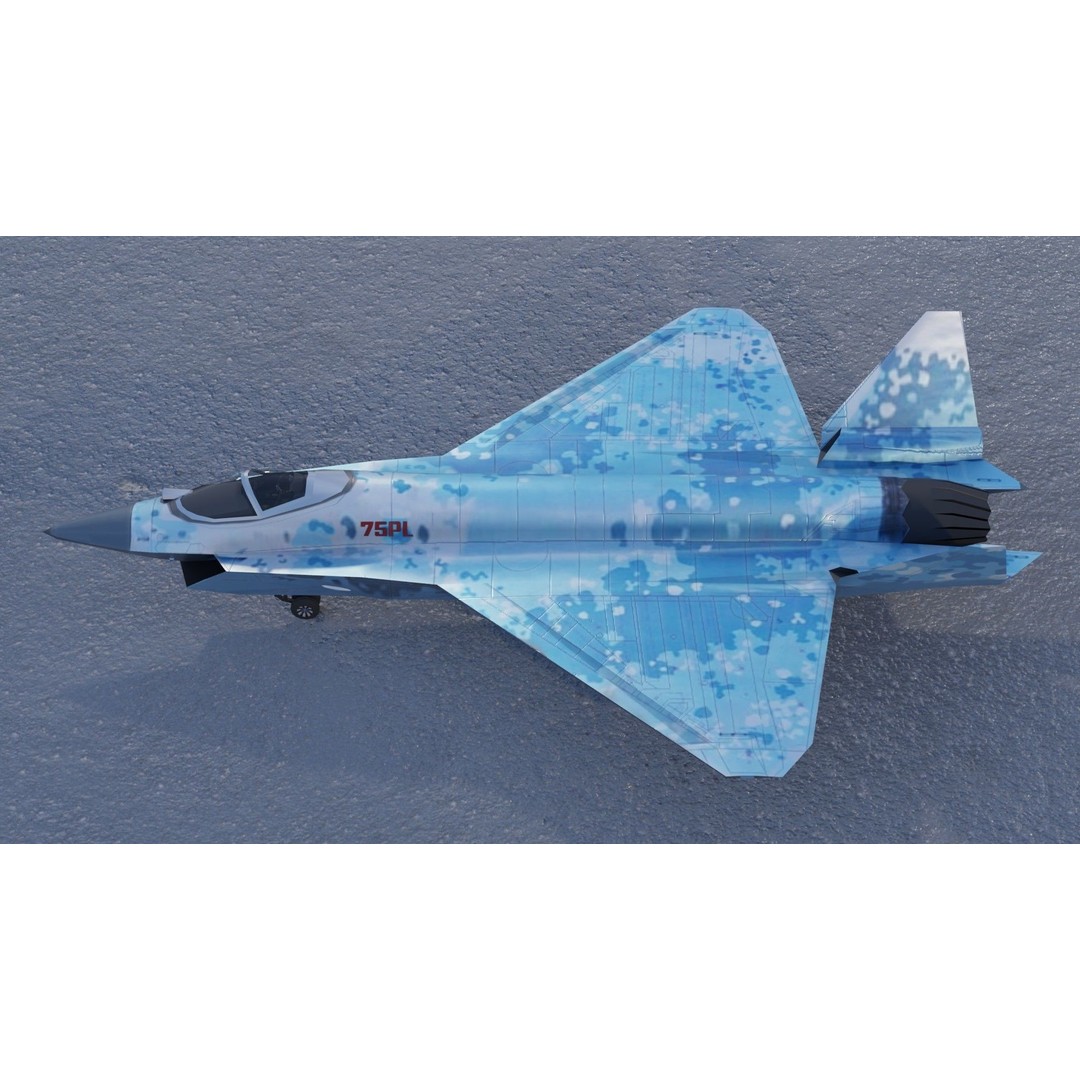 Sukhoi SU-75 Checkmate 3D Model – Low Poly Rigged Stealth Fighter, FBX - View 3