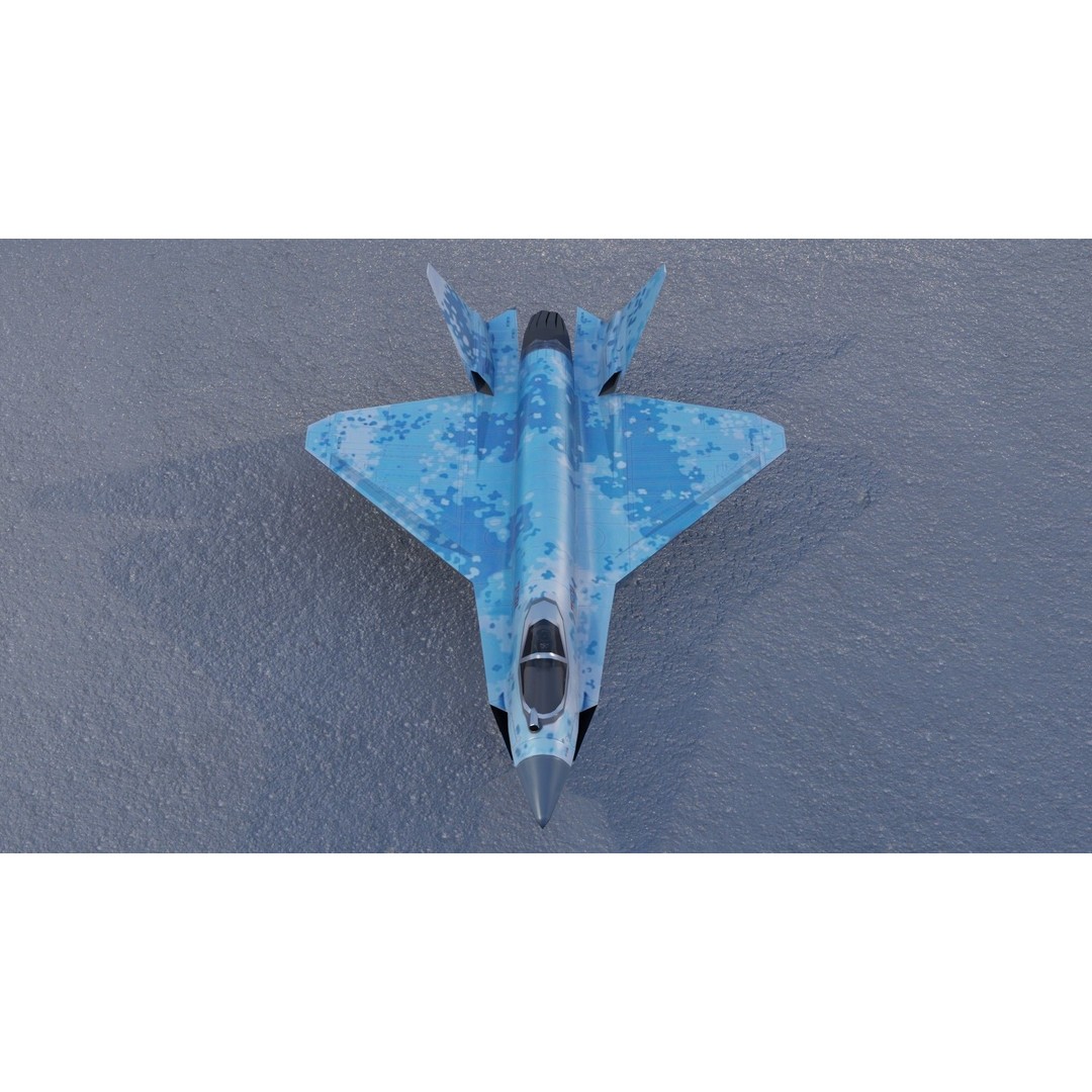 Sukhoi SU-75 Checkmate 3D Model – Low Poly Rigged Stealth Fighter, FBX - View 6