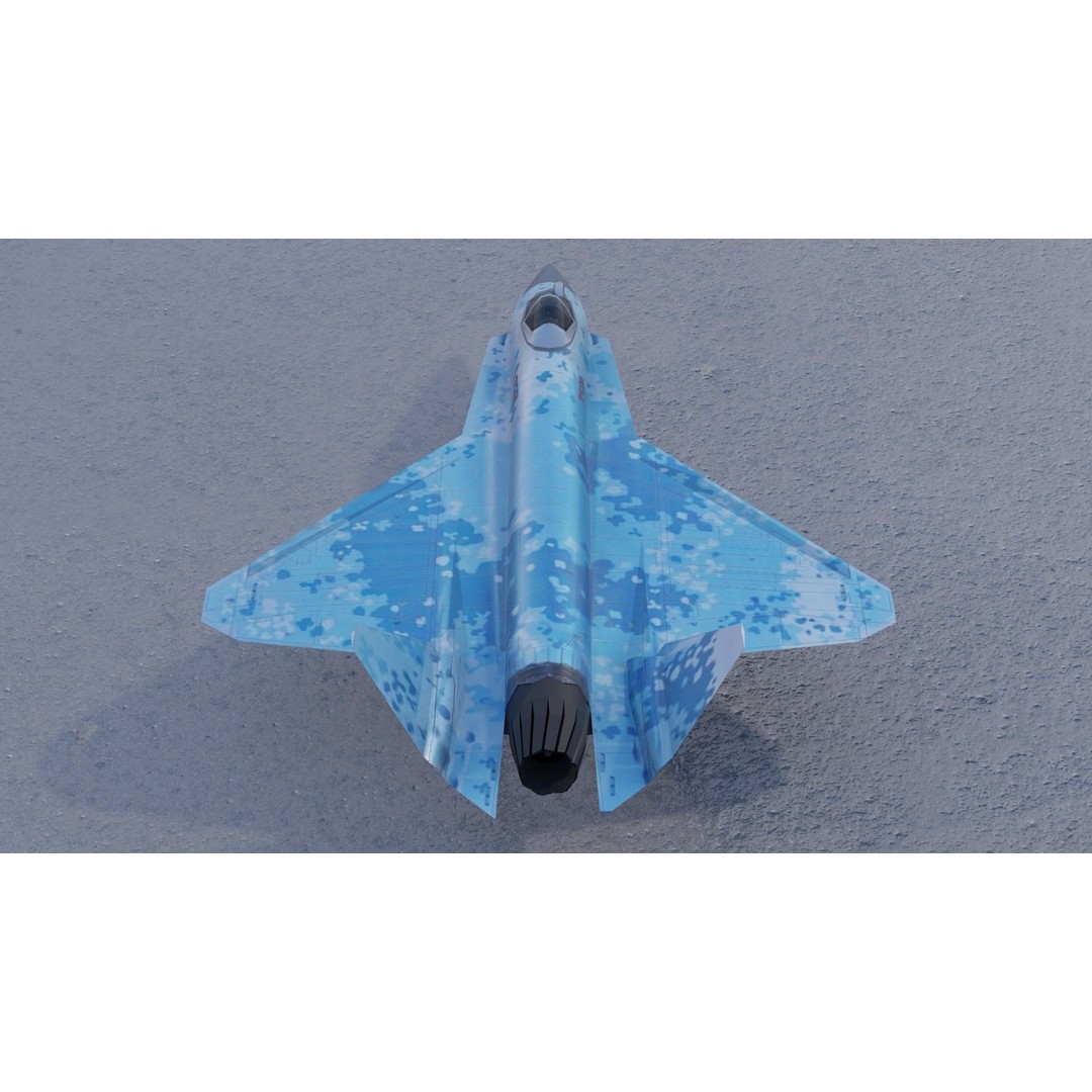 Sukhoi SU-75 Checkmate 3D Model – Low Poly Rigged Stealth Fighter, FBX - View 7