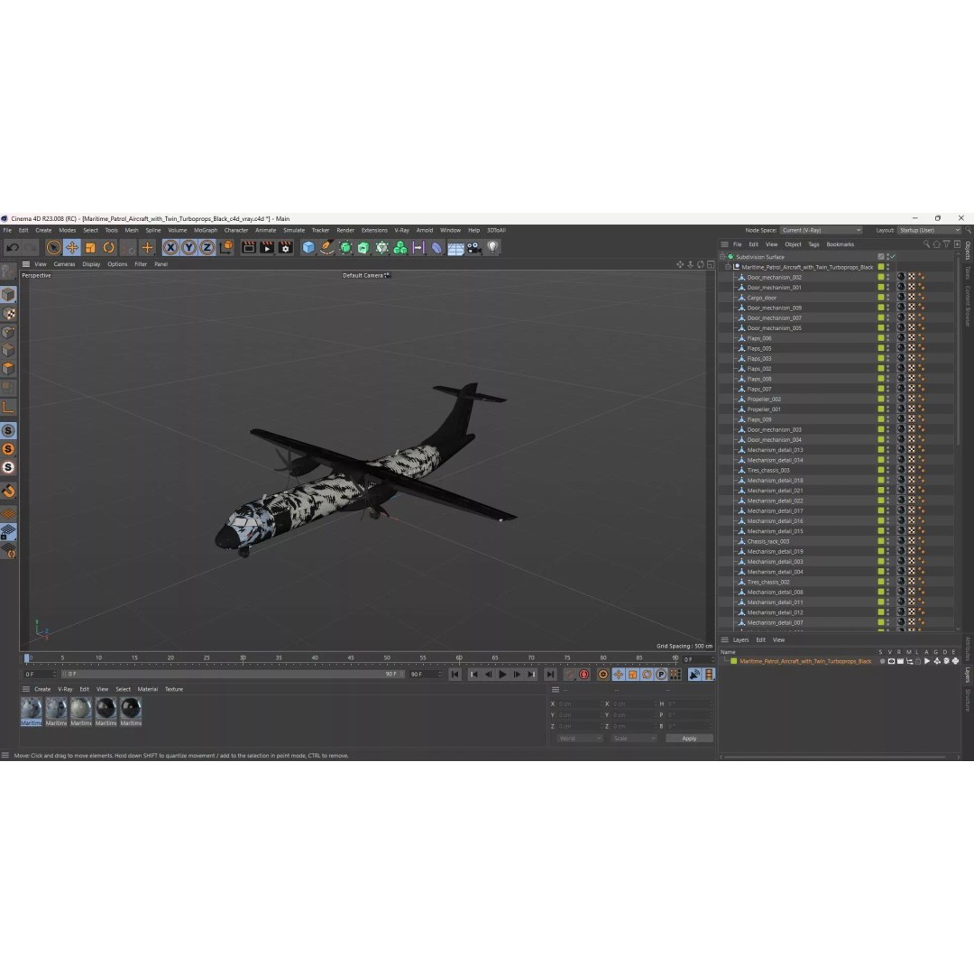 Maritime Patrol Aircraft 3D Model – PBR Twin Turboprop with UVs, FBX