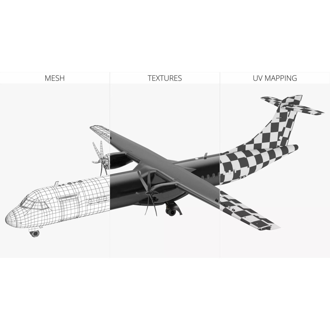 Maritime Patrol Aircraft 3D Model – PBR Twin Turboprop with UVs, FBX - View 11