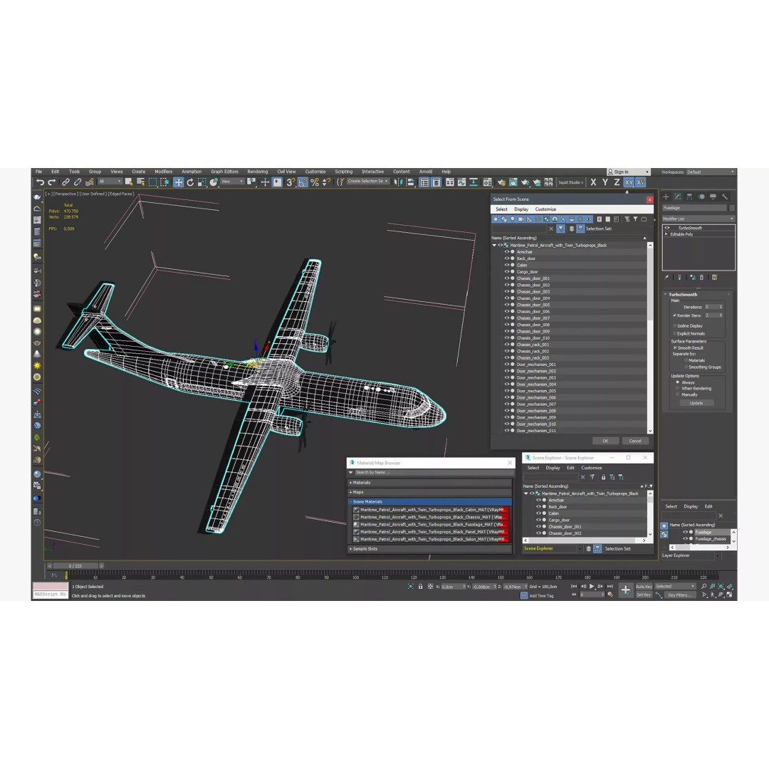Maritime Patrol Aircraft 3D Model – PBR Twin Turboprop with UVs, FBX - View 17