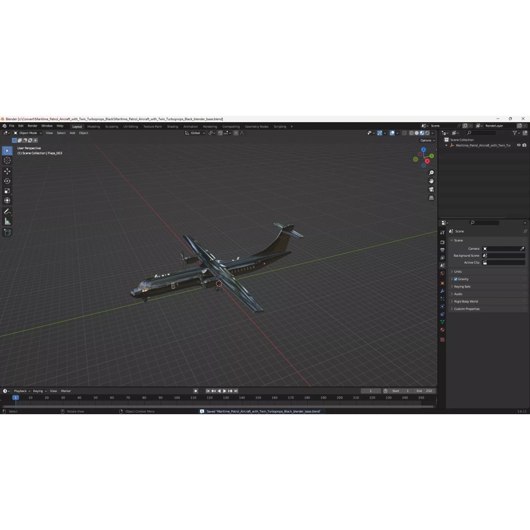 Maritime Patrol Aircraft 3D Model – PBR Twin Turboprop with UVs, FBX - View 18