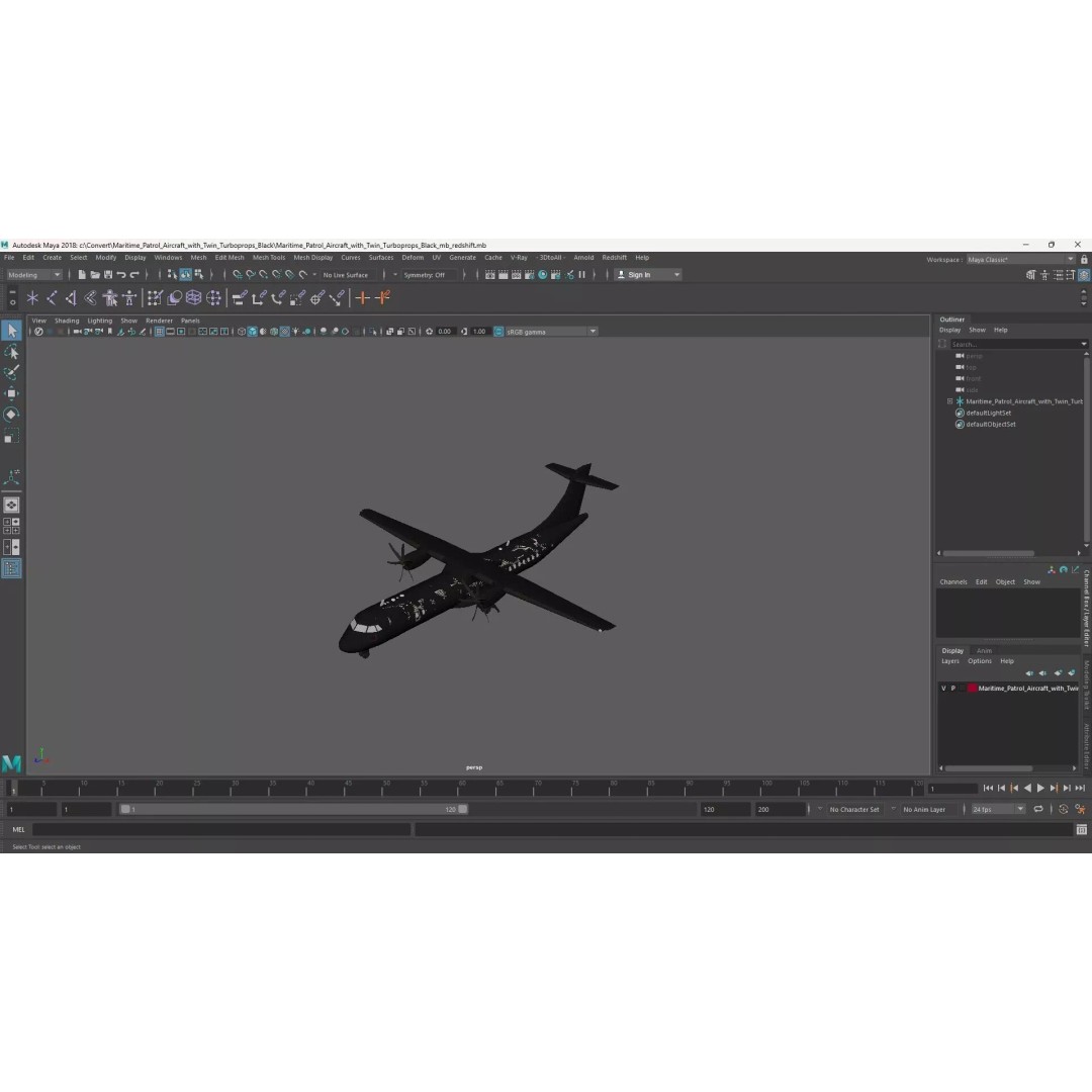 Maritime Patrol Aircraft 3D Model – PBR Twin Turboprop with UVs, FBX - View 19