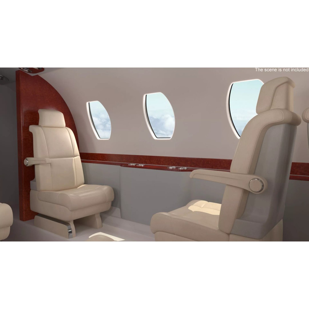 Luxury Private Jet 3D Model – High Poly Aircraft with Interior, FBX - View 11