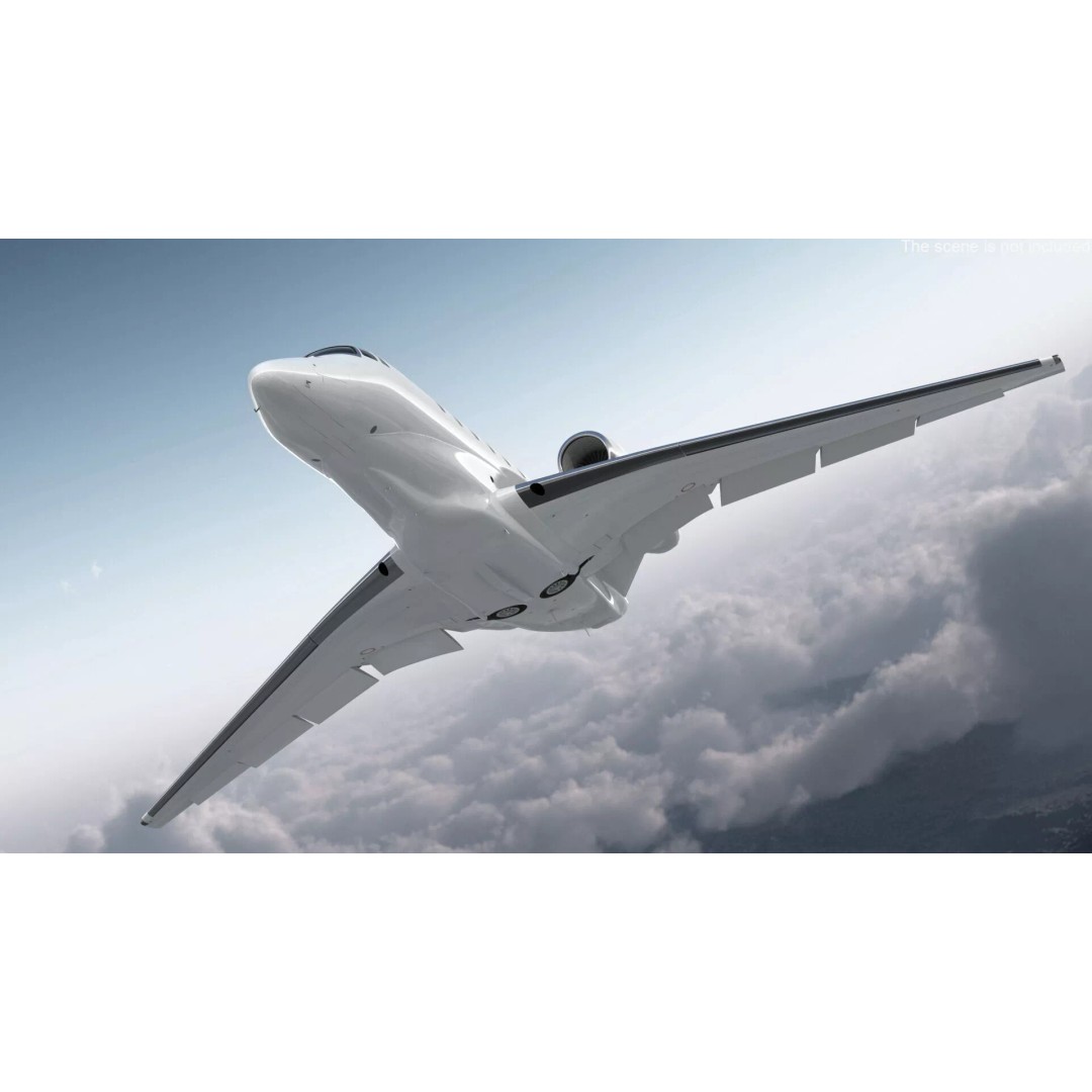 Luxury Private Jet 3D Model – High Poly Aircraft with Interior, FBX - View 3