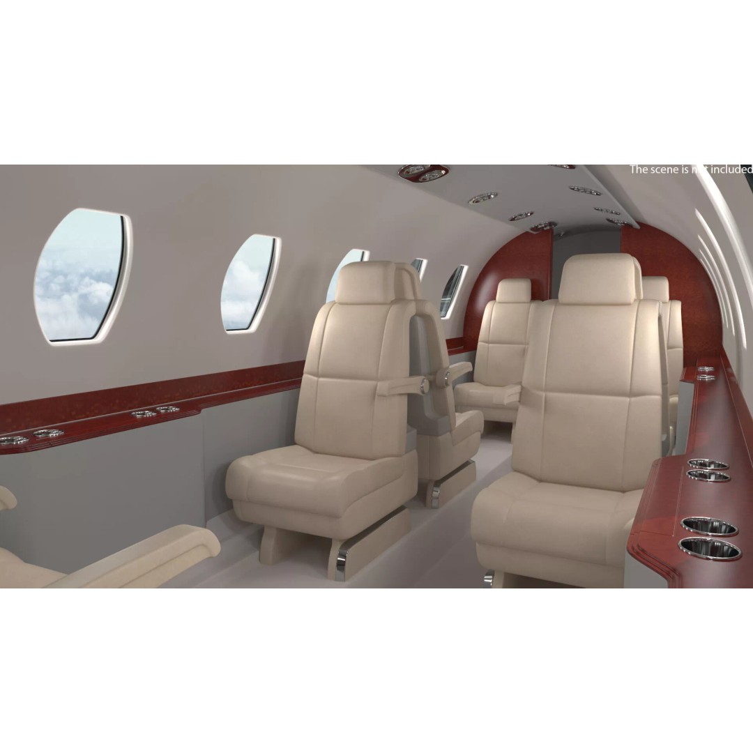 Luxury Private Jet 3D Model – High Poly Aircraft with Interior, FBX - View 46