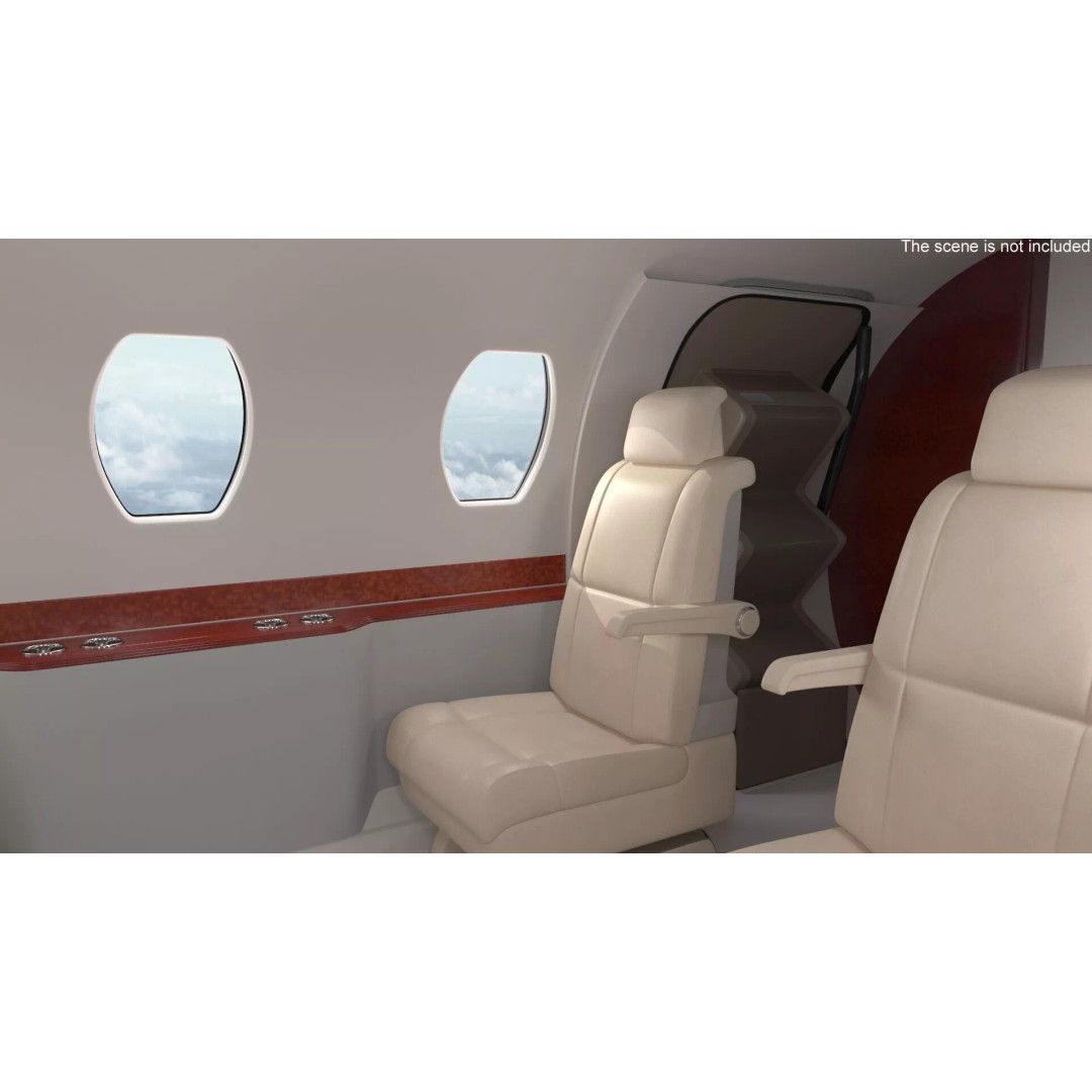 Luxury Private Jet 3D Model – High Poly Aircraft with Interior, FBX - View 48