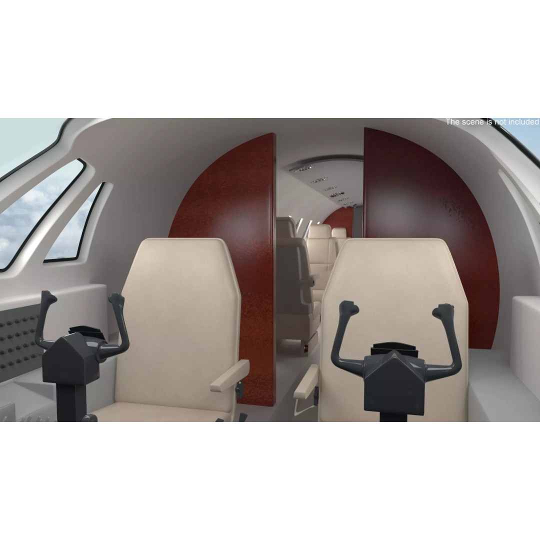 Luxury Private Jet 3D Model – High Poly Aircraft with Interior, FBX - View 50