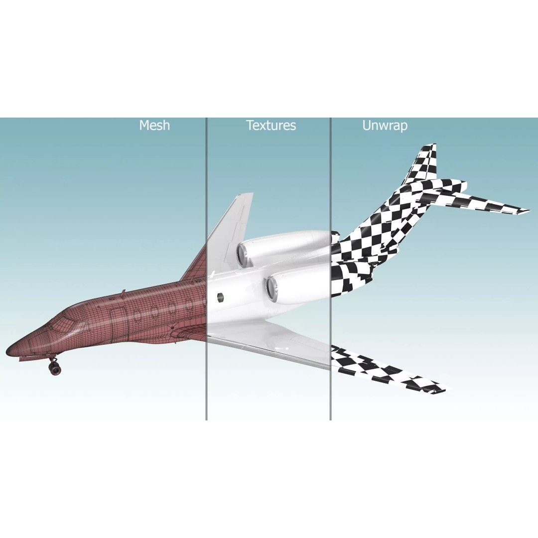 Luxury Private Jet 3D Model – High Poly Aircraft with Interior, FBX - View 60