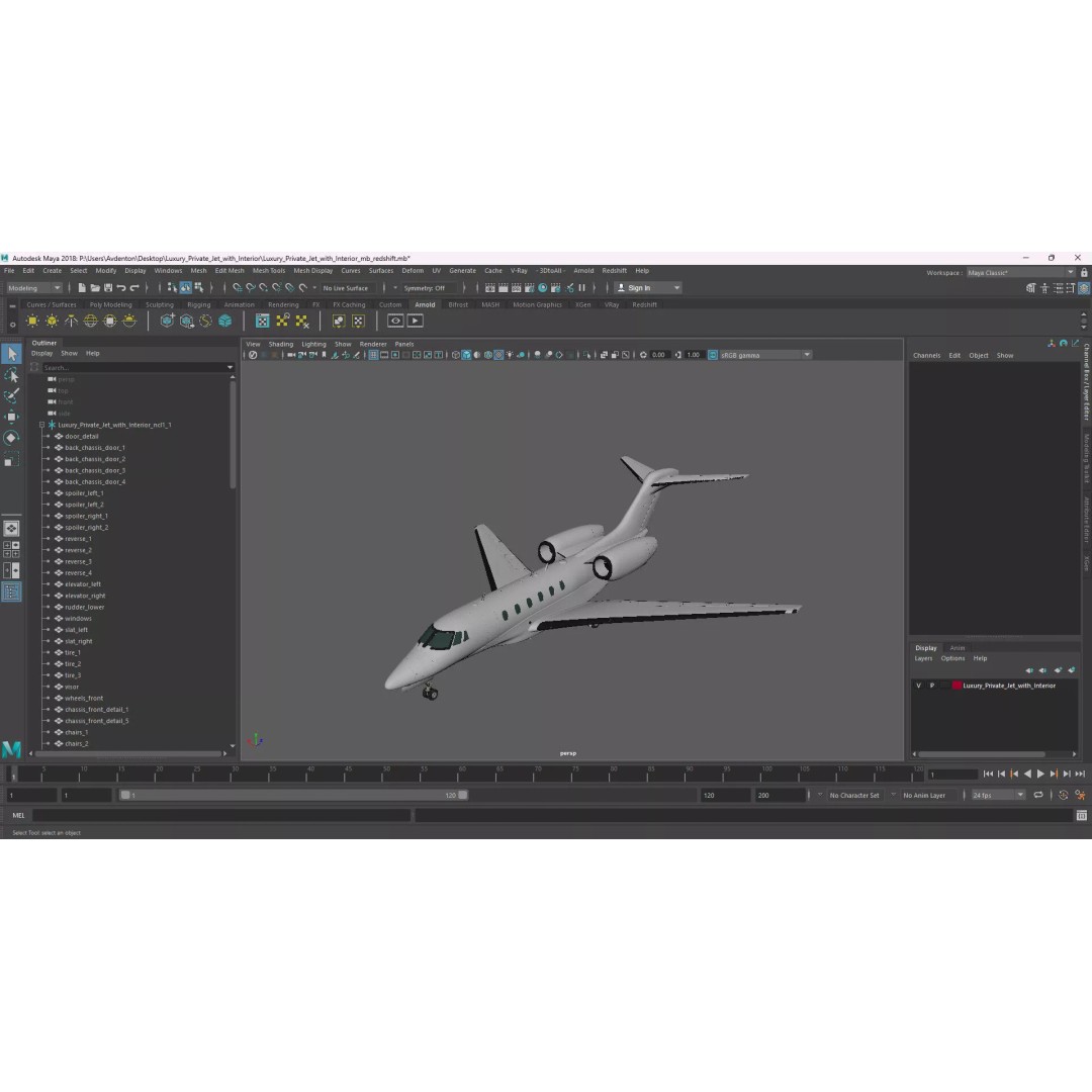 Luxury Private Jet 3D Model – High Poly Aircraft with Interior, FBX - View 74