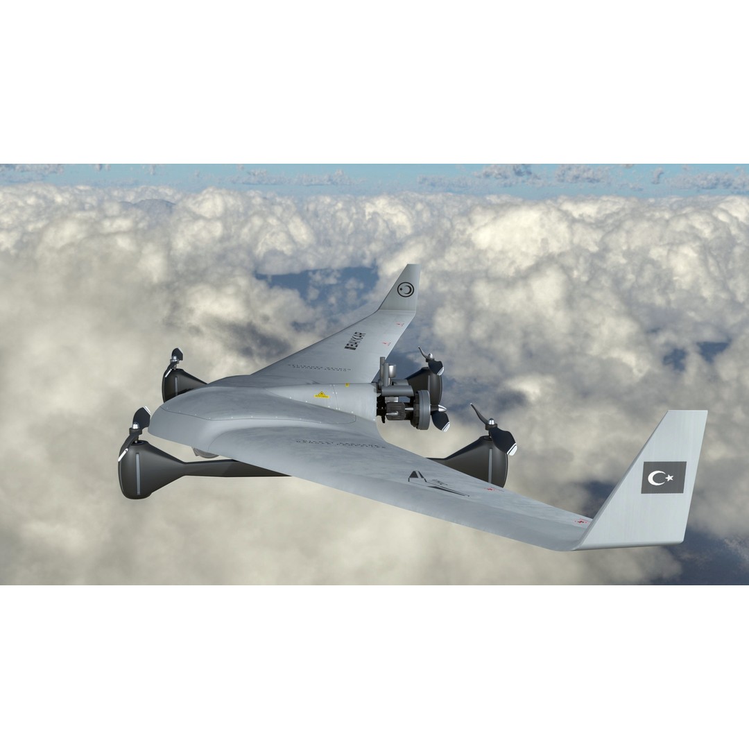 Bayraktar DIHA UAV 3D Model – Low Poly Military Aircraft, FBX - View 6