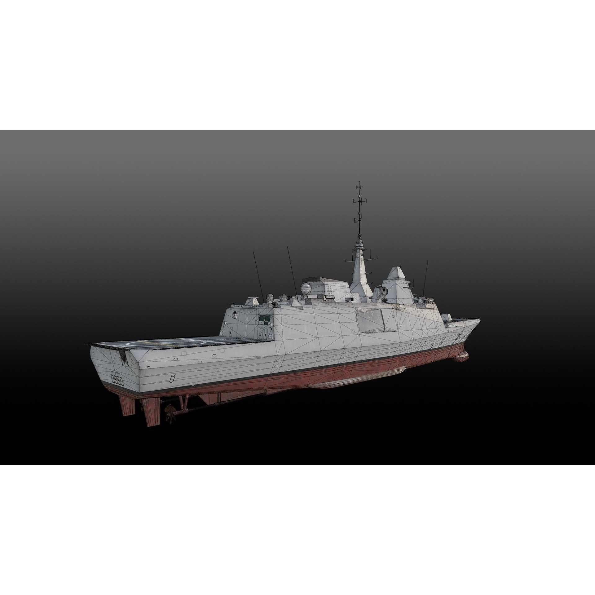 FREMM Class Frigate FS Aquitaine - Low-Poly Game-Ready 3D Model