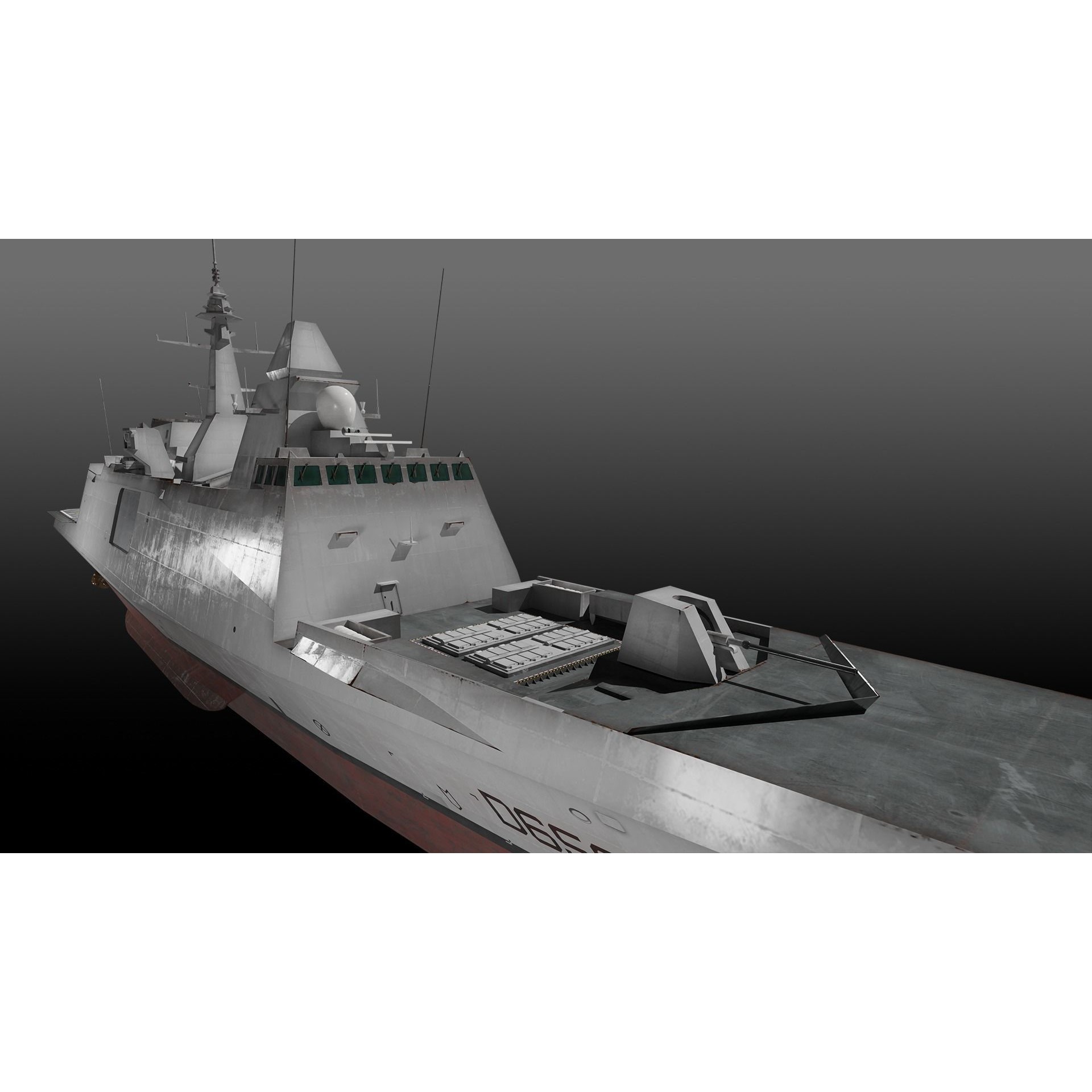 FREMM Class Frigate FS Aquitaine - Low-Poly Game-Ready 3D Model - View 10