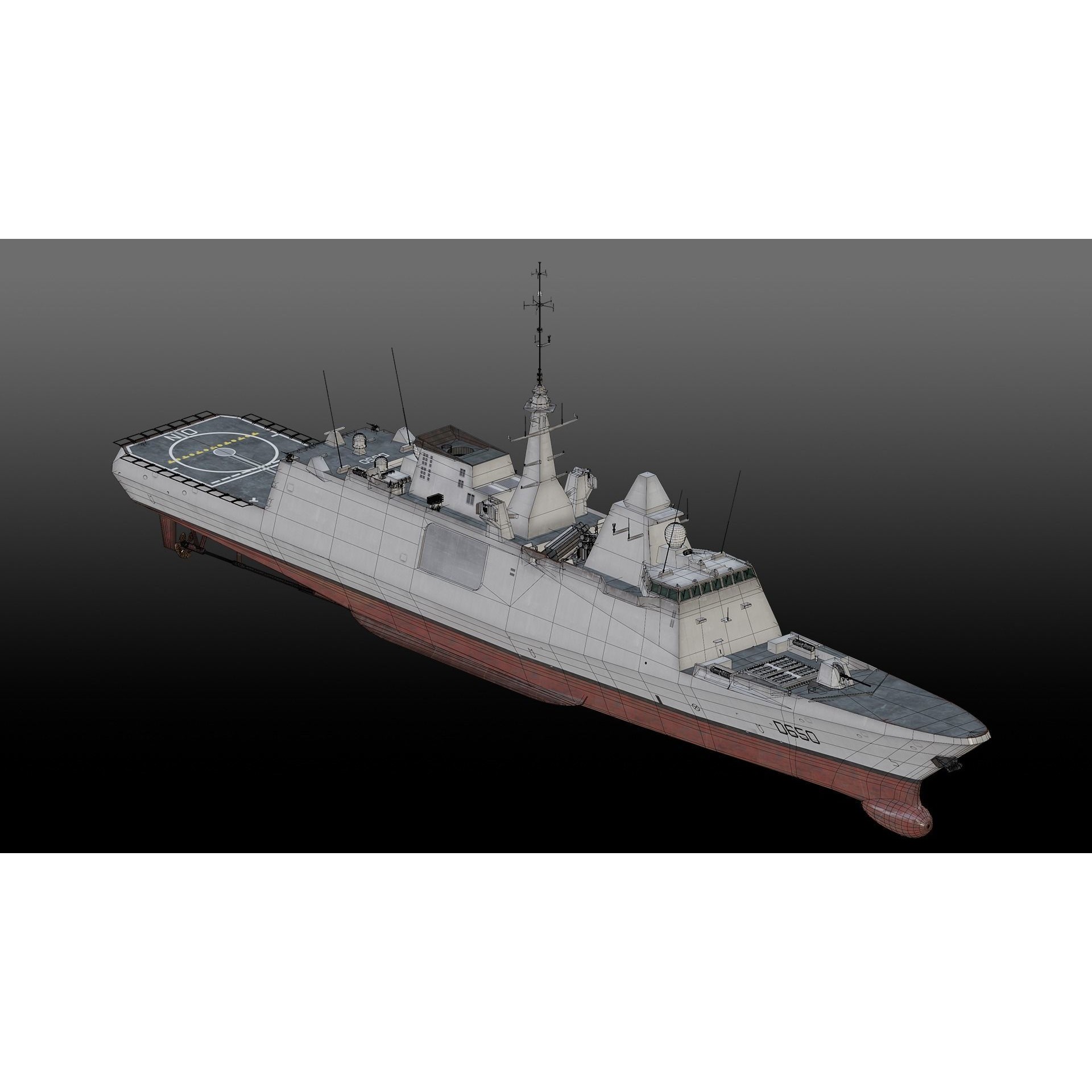 FREMM Class Frigate FS Aquitaine - Low-Poly Game-Ready 3D Model - View 14